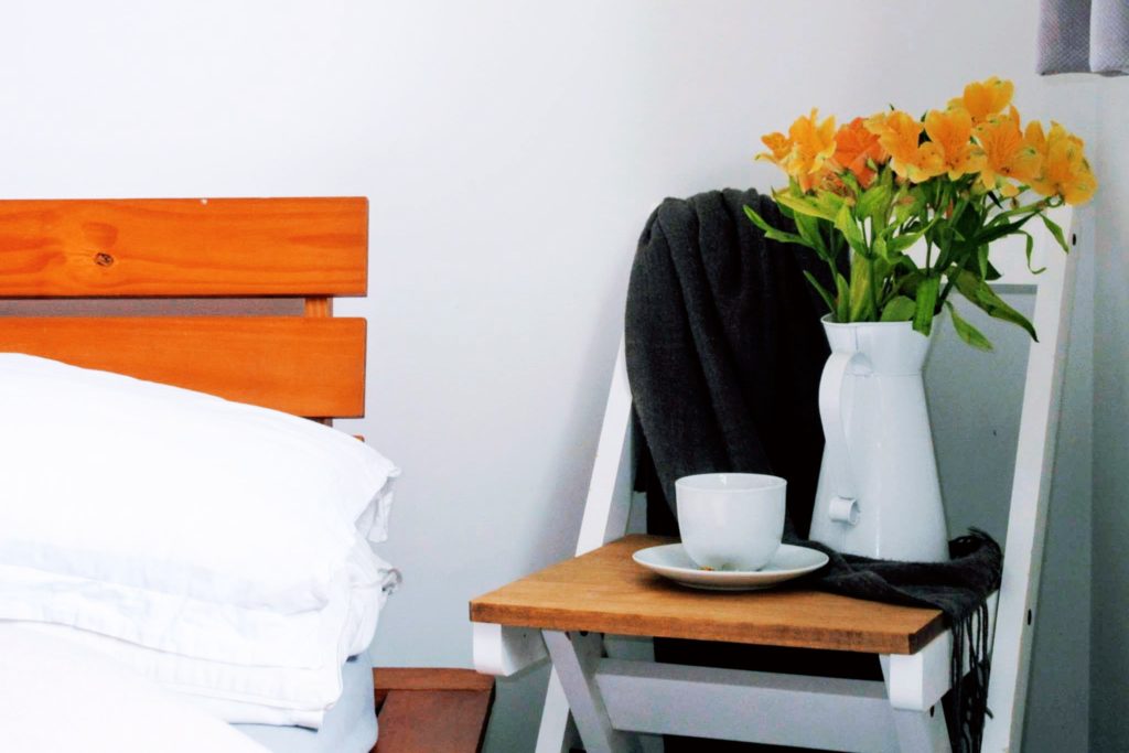 bedside chair with flowers